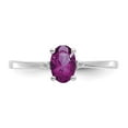 thumbnail image 4 of 10K White Gold Ring Band with Stones (06) June Garnet (Rhodolite) Oval Red Diamond Round, Size 8, 4 of 5