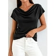 thumbnail image 4 of PRETTYGARDEN Blouses for Women Dressy Casual Summer Cowl Neck Short Sleeve Tops Spring Work Office Teacher Shirts, 4 of 10