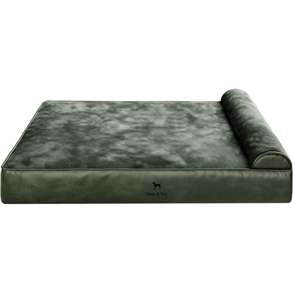 NOAH & PAW Giant Dog Bed XXL 55x45x11 Inch, Orthopedic Dog Beds, Eggshell Memory Foam Infused with Cooling Gel, Waterproof, Machine Washable, Includes Inner Cover (Vegan Leather)