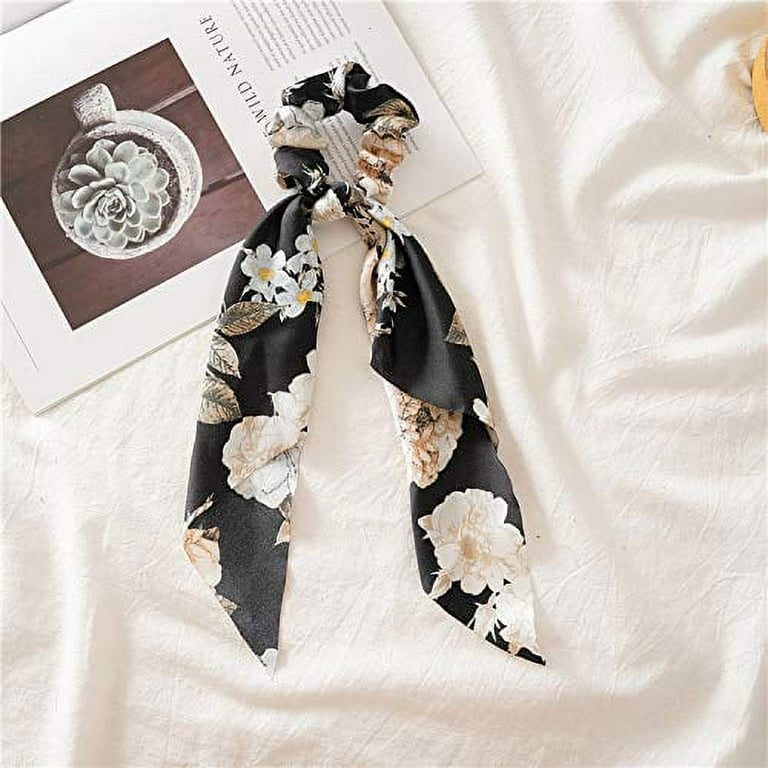 Namzi Packs Scarf Scrunchies, Polka Dot Daisy Flower Hair Scarf