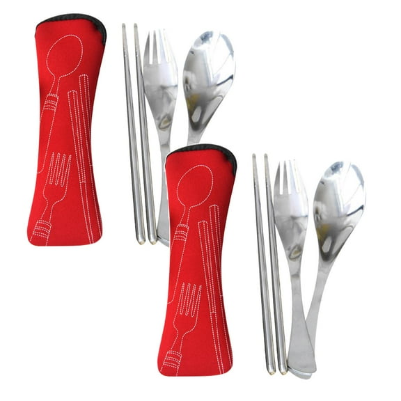 Plate And Bowl Set Portable Cutlery Set 3Pcs Stainless Steel Knife Fork Spoon Family Travel Camping Cutlery