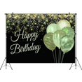 thumbnail image 2 of Fondo verde de feliz cumpleaños de 7x5 pies, brillo dorado brillante, puntos brillantes, dulce 16th Girls, fondo de fotografía para mujeres, decoración de fiesta para adultos JFHHH pequeña, 2 of 3