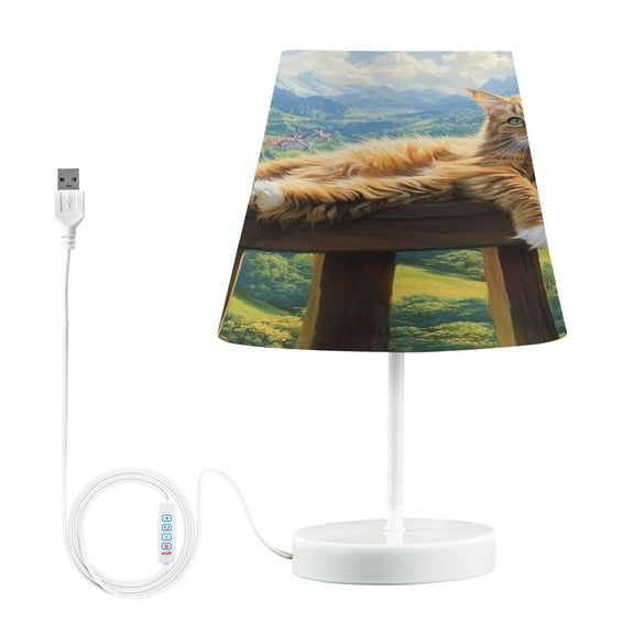 BZSMCE Table Lamp Creative Lazy Brown Cat Simple Pattern Night Light