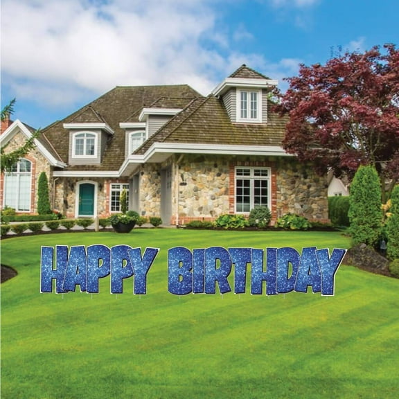 VictoryStore Blue Sparkle EZ Happy Birthday Display, Blue Glitter Easy Setup Birthday Decorations, 19872