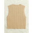 thumbnail image 2 of Hotian Women Cable Knit Sweater Vest V Neck Pullover Khaki M, 2 of 6