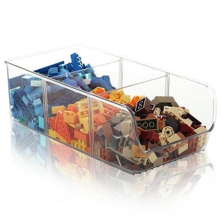 Eatex 1 Pack Clear Plastic Storage Organizer Bin With Handles - Bin Tray For Home  Classroom  Playroom  Studio - Great Bin For Crafts  Art  Brushes  Paint  Sewing Supplies