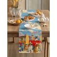 thumbnail image 3 of Holiday Dogs Table Runner, Oil Painting Summer Beach Ocean Sky Cotton Linen Kitchen Table Decoration Washable Dining Tabletop Runners for Home Party Decor 13x60 Inches, 3 of 9