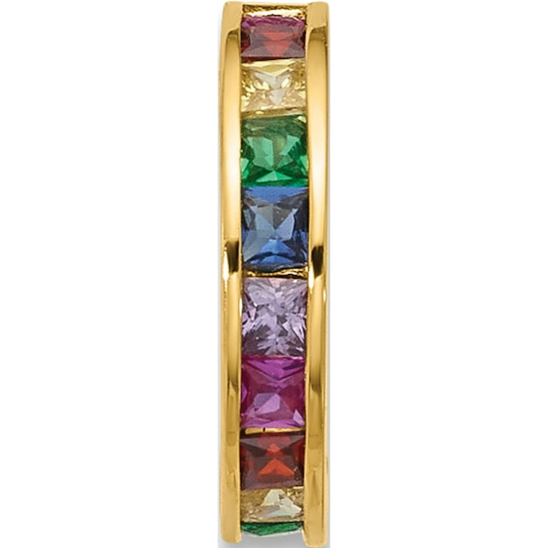 14k Gold 16 Gauge Polished Rainbow CZ Hinged Cartilage Ring 14k Gold 16 Gauge Polished Rainbow CZ Hinged Cartilage Ring