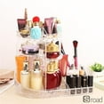 thumbnail image 5 of 2-Tier Spinning Makeup Organizer, 360° Rotating Acrylic Skincare Display Stand with Compartments for Makeup Brushes, Lipsticks, & Beauty Products,B, 5 of 7