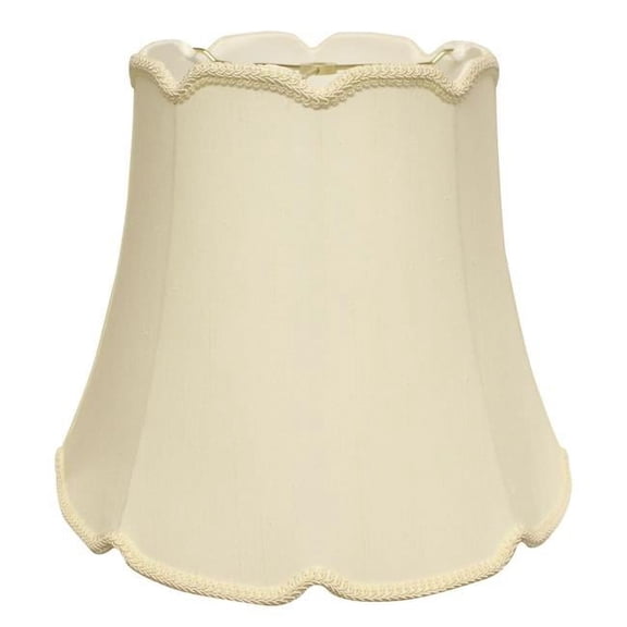 18 in. Ivory Empire Slanted Cylinder Scroll Edge Silk Lampshade, Egg