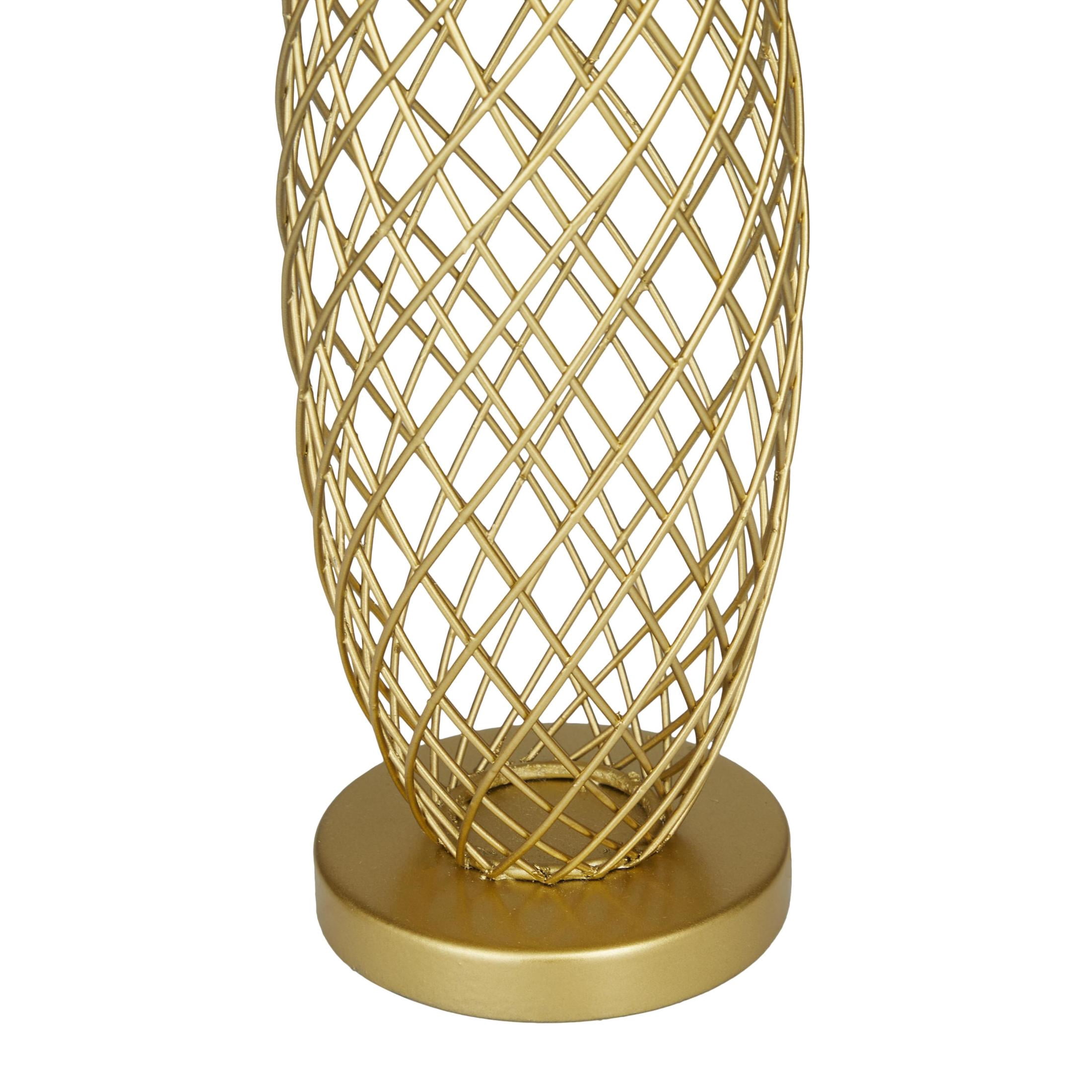4" x 16" Gold Metal Pineapple Fruit Sculpture, by DecMode