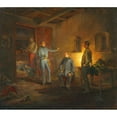 thumbnail image 2 of Franz Brudermann 14x12 Gold Ornate Wood Frame and Double Matted Museum Art Print Titled - Copals Last Night with Colonel Schlechta in an Italian Farmers' Hut (1850), 2 of 4