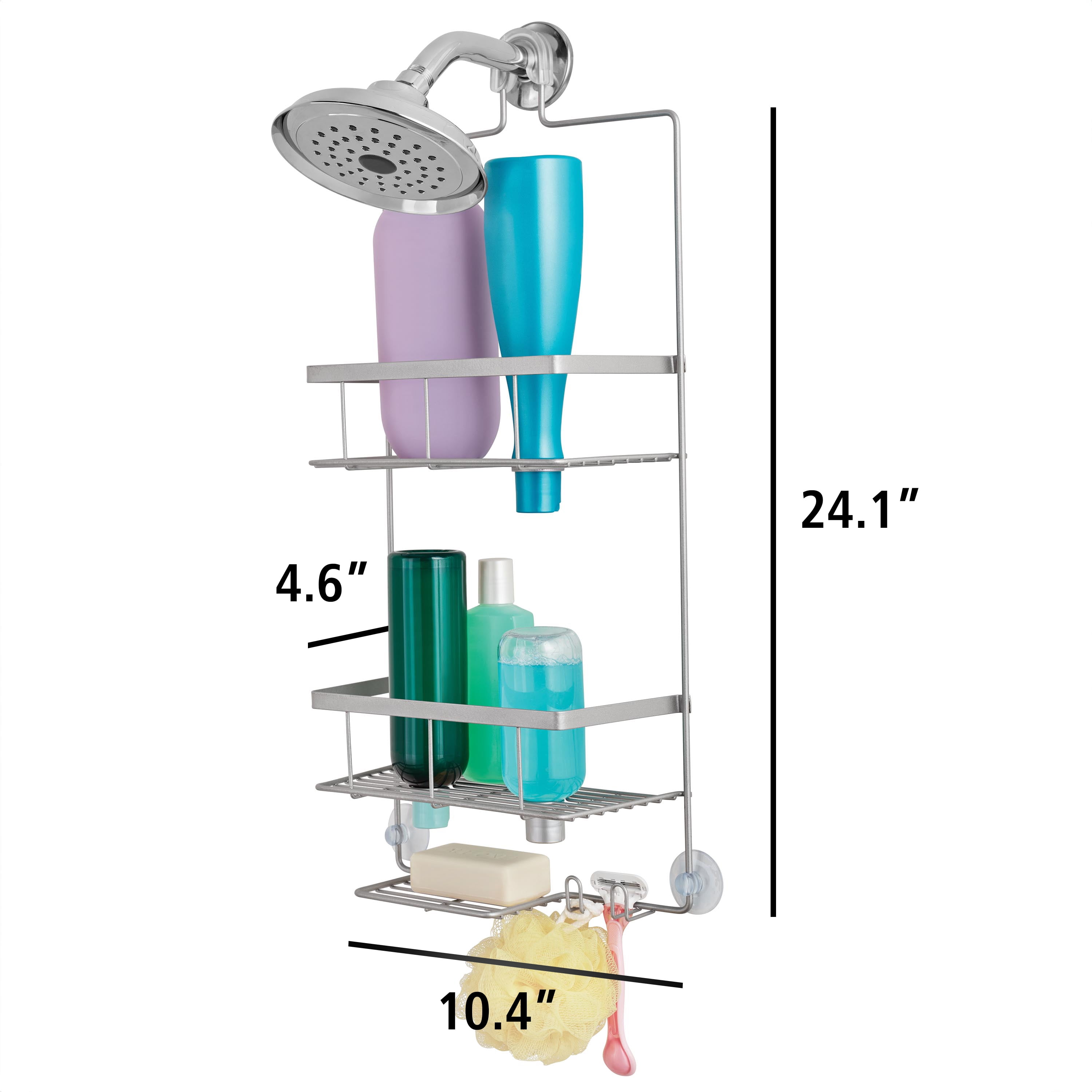 Mainstays Premium Hanging Shower Caddy with Two Shelves and Soap Tray, Satin Nickel