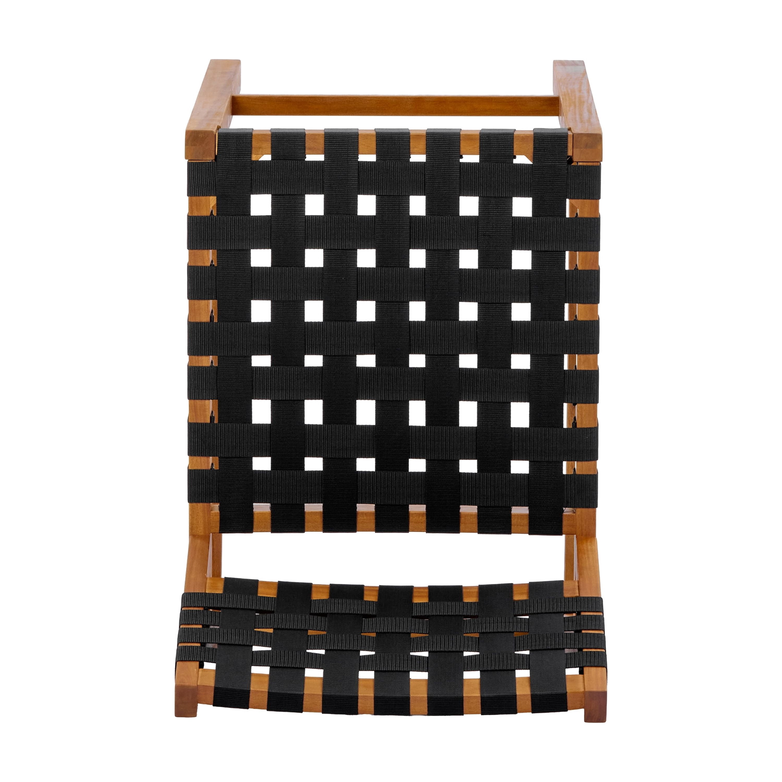 30.5 Inch Seat Height Outdoor Acacia Solid Wood Patio Side Chair, Black Pe Woven Rope, Breathable and Comfortable,Indoor & Outdoor Use (Set of 2)