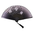 thumbnail image 1 of DFC Handheld Paper Fans Set Folding Fan For Room Living Room Dancing Decoration Polyester Fabric Wooden Craft, 1 of 4