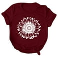 thumbnail image 1 of Gibobby Playera de Manga Corta con Cuello Redondo Mujeres Casual Girasol Impresión Mangas Cuello Redondo Camiseta Suelta Blusa Tops(Vino,CH), 1 of 4