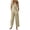 Khaki, variant on Guluxicc Linen Jumpsuits for Women Cotton Linen Sleeveless V Neck Jumpsuits Casual Summer Overalls with Pockets