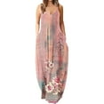 thumbnail image 1 of Robes Maxi pour Femmes Été Robe à Bretelles Spaghetti Grande Taille Décontractée Ample Plage Boho Robe d'Été avec Poches, 1 of 5