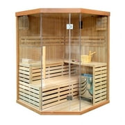 ALEKO CED3CMUR Canadian Red Cedar Wood Indoor Wet Dry Sauna, 4.5 kW Harvia KIP Heater, 4 Person