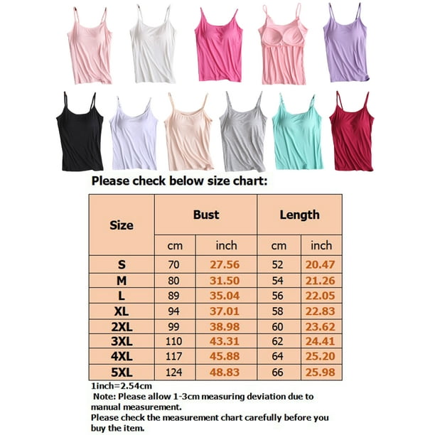 Women Vest Tank Top With Built-in Bra Spaghetti Strap Padded