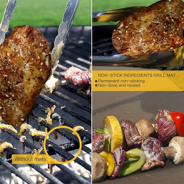 BBQ Grill Mat Set of 5 Reusable Barbecue Mats Non Stick Grill Mats