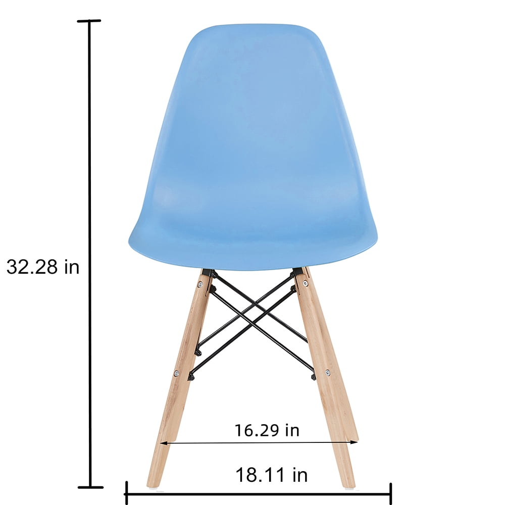 Kepooman 2 PCS Modern Armless Dining Chairs with Wood Legs, Light Blue