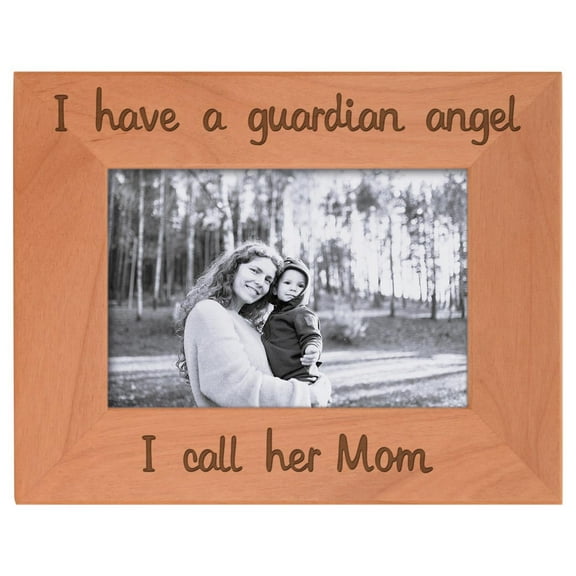 ThisWear Bereavement Gifts Mom I Have a Guardian Angel Funeral Gifts Natural Wood Engraved 4x6 Landscape Picture Frame Wood