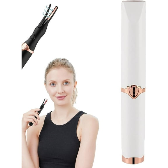 Swarous Electric Eyelash Curler for Instant Glam, Heated Clip-Type USB Rechargeable Lash Curler, Portable Wireless Makeup Tool for Women (White)