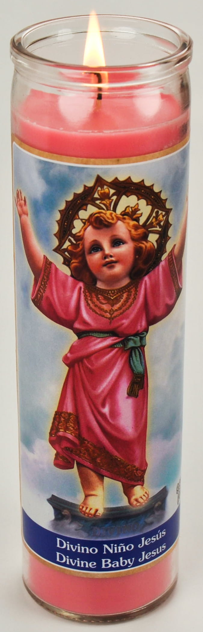 Prayer Candle Divine Child Pink Wax, 8 Inch