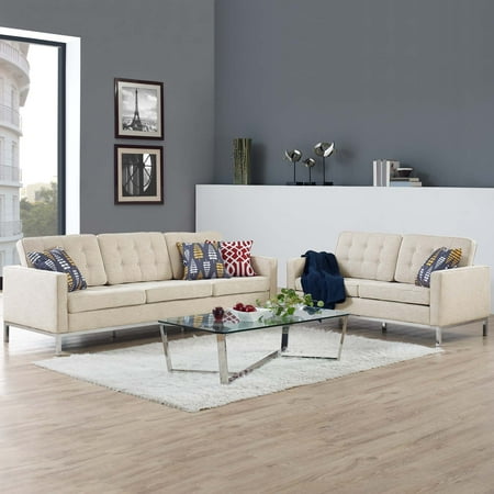 2 Piece Fabric Loveseat - Modway Loft 2 Piece Upholstered Fabric Sofa and Loveseat Set, Multiple Colors