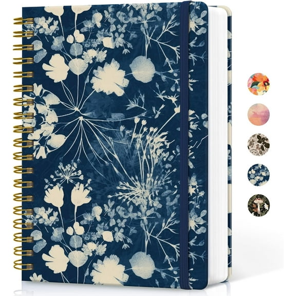 Lined Spiral Notebook Journal for Work, 300 Pages Thick B5 (7.1"x10") College Ruled Journal for Women & Writing, Hardcover Notebook for Note Taking, Perfect for Office Home School, Rustic Bloom