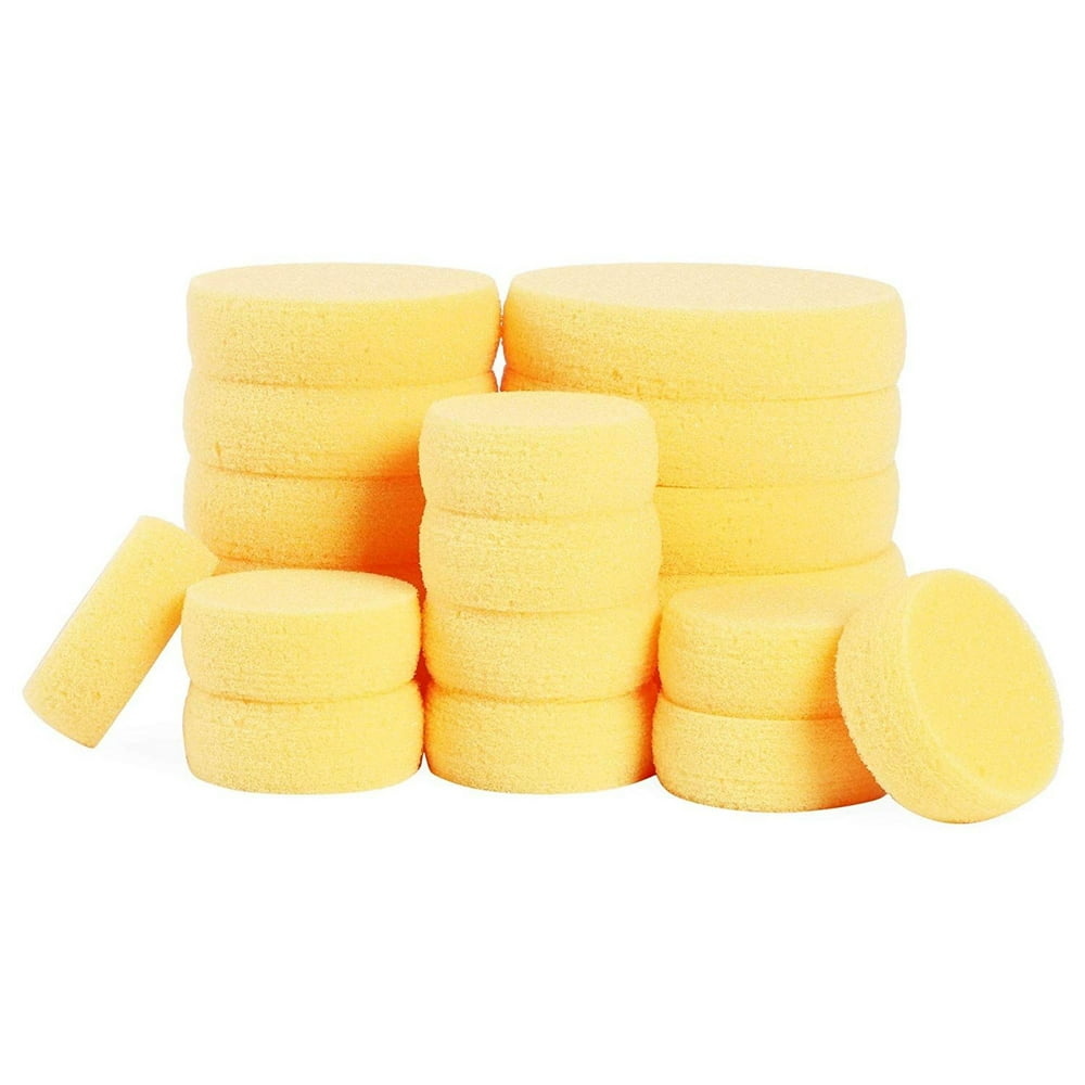20 Pack Round Synthetic Sponge, 2.5 to 4.5 inch Light Orange Artist