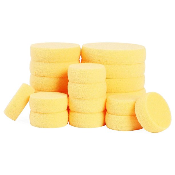20 Pack Round Synthetic Sponge, 2.5 to 4.5 inch Light Orange Artist
