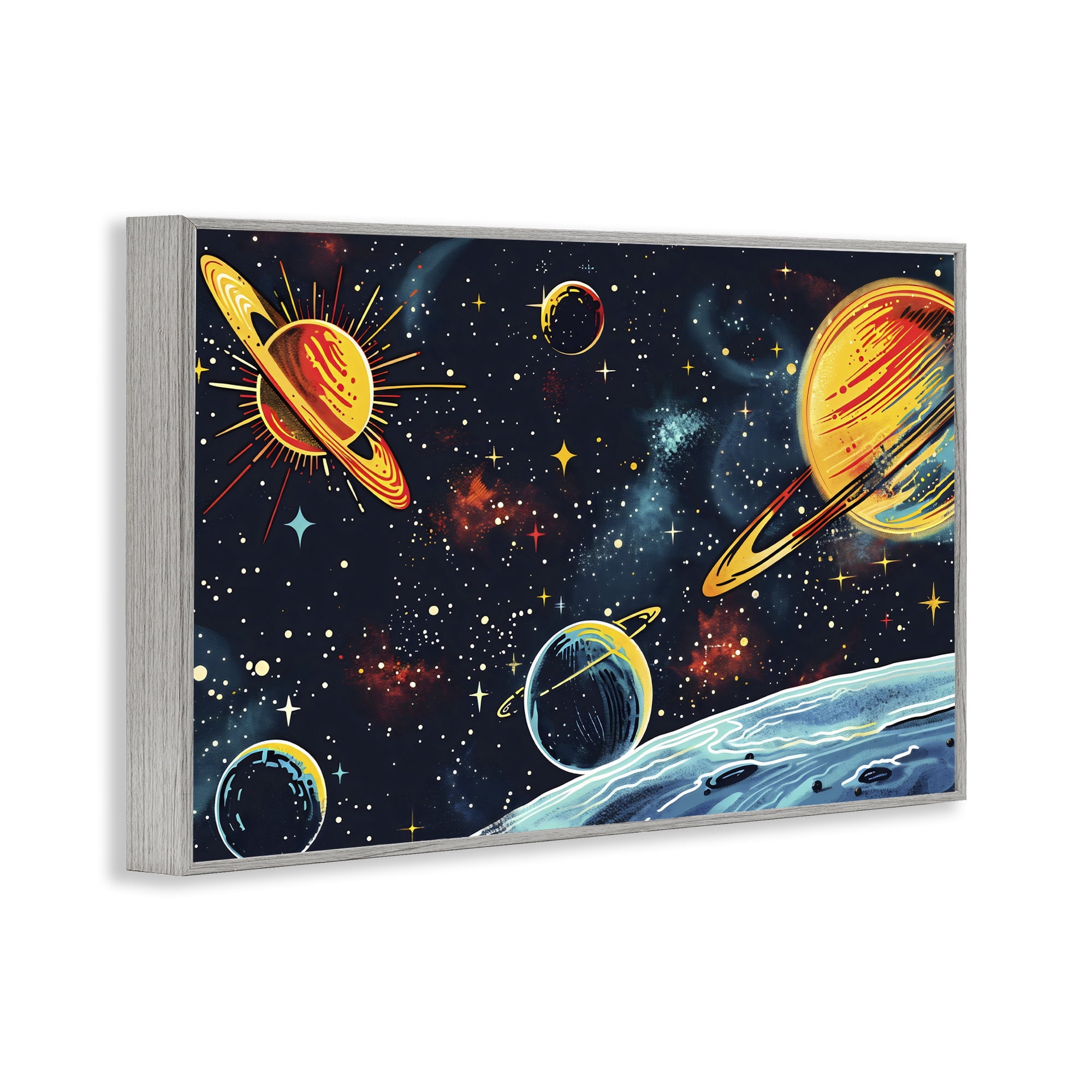 Stupell Industries Black Lit Galaxy Panorama Gray Framed Giclee Art, design by Creative Studio