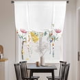 thumbnail image 4 of Watercolor Wildflower Tie Up Curtain 63 Inches Long, Spring Pink Blue Yellow Flower Leaf Balloon Style Kitchen Window Curtain Over Sink, Small Window Rod Pocket Curtain 42"x63", 4 of 9