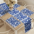 thumbnail image 2 of Ambesonne Geometric Table Runner & Placemats, Monotone Modern Squares, Placemat 4 pcs + Runner 12"x90", Violet Blue and White, 2 of 2