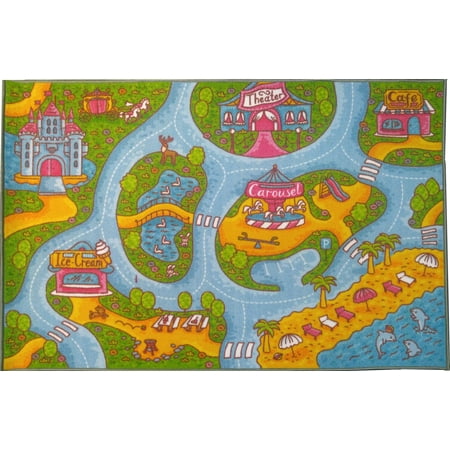 KC Cubs Playtime Collection Girls Road Map Multicolor Polypropylene Educational Area Rug (3'3 x (Best Multi Room Audio)