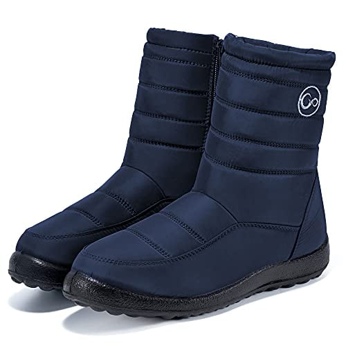 JOINFREE Unisex Waterproof Snow Boots Winter Ankle Boots Warm Shoes Fur Lining Black 10 D M US Men 