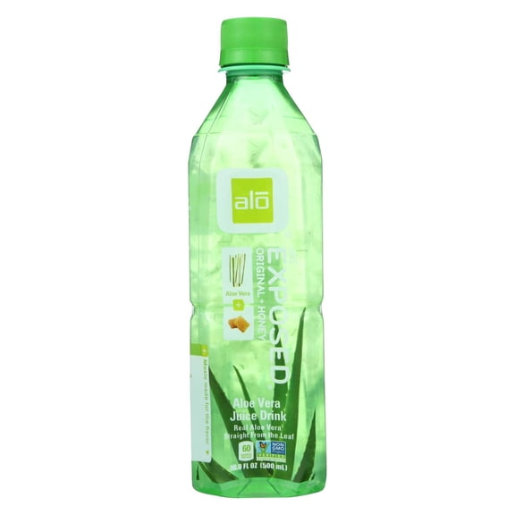 Alo Original Exposed Aloe Vera Juice Drink - Original and Honey - Case of 12 - 16.9 fl oz.