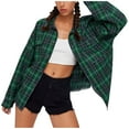 thumbnail image 2 of Gifts for Mom,AXXD Casual Loose Plaid Long Sleeve Button Cardigan Sweater Tanks for Lady Clearance Green Size 12, 2 of 7