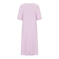 thumbnail image 5 of Busydd Womens Summer Dresses Cotton Linen Maxi Dresses Puff Half Sleeve Round Neck Beach Dress Fashion Flowy Solid Sundress Loose Casual Dresses for Women Plus Size S-5XL, 5 of 8