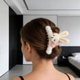 thumbnail image 4 of Large Brown Rabbit Hair Clip Soft Lightweight Strong Grip for Thin Thick Hair Autumn Daily Wear Parties Weddings, 4 of 5