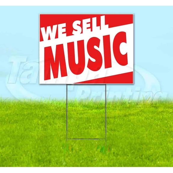 We Sell Music (18" x 24") Yard Sign, Includes Metal Step Stake