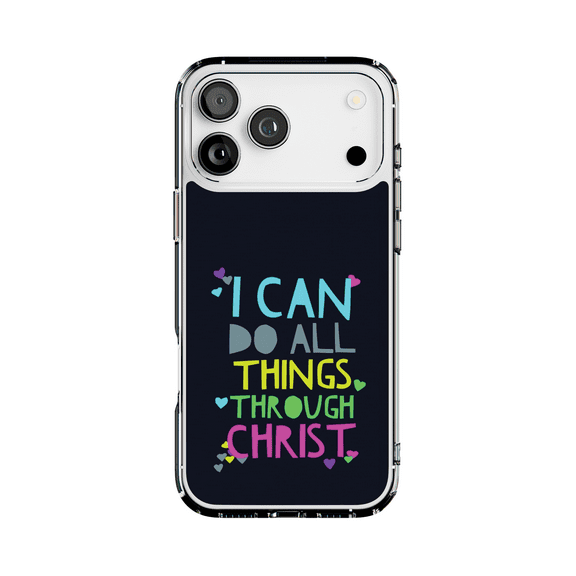 DistinctInk Hybrid Clear Case Compatible with MagSafe for iPhone 17 Pro Max- I Can Do All Things Through Christ