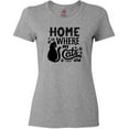 thumbnail image 3 of Inktastic Home is Where My Cats Are with Cat Illustration and Pawprints Women's T-Shirt, 3 of 5