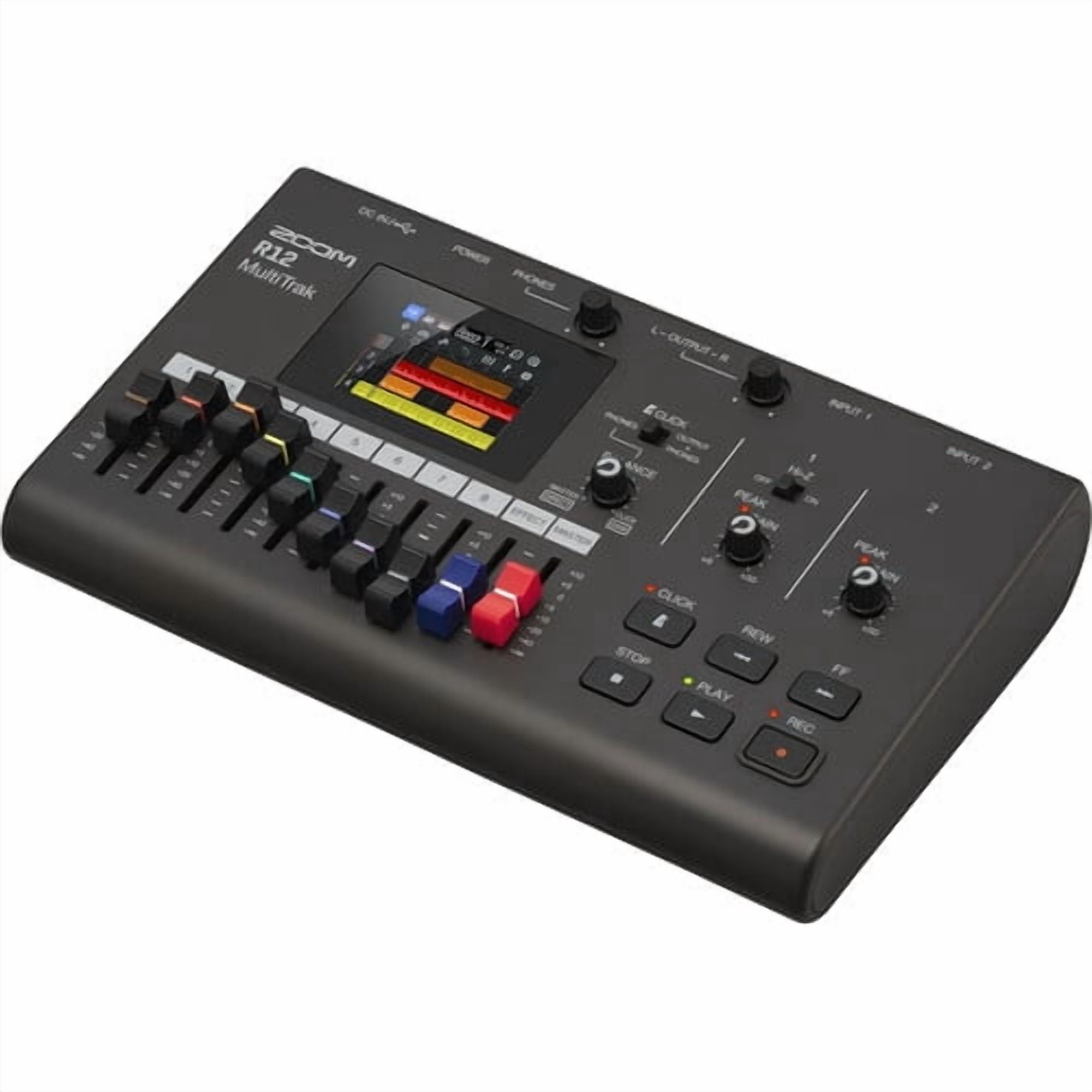 ZOOM Digital Multitrack Recorder (R12) + Audio-Technica ATH-M20x Professional Studio Monitor Headphones, Black (AUD ATHM20X) + Xpix Balanced Interconnect, 1/4 inch TRS to Same, 15 ft + More