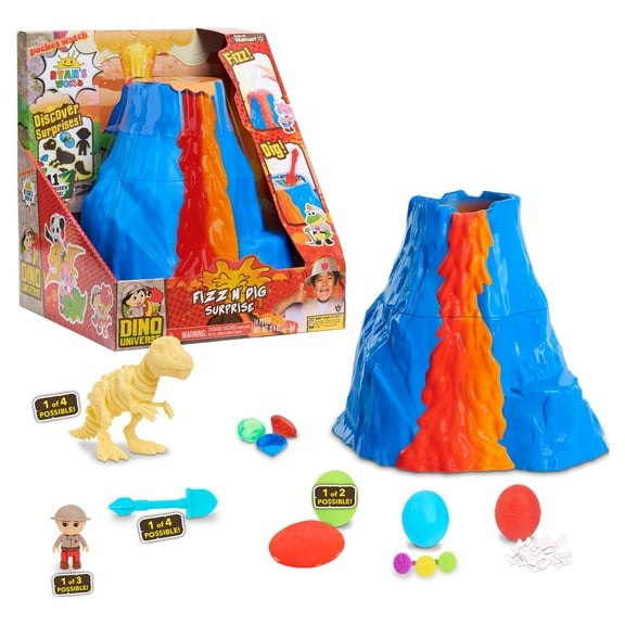 Ryan’s World Dino Universe Fizz N' Dig Volcano Surprise, 11 surprises inside,  Kids Toys for Ages 3 Up, Gifts and Presents