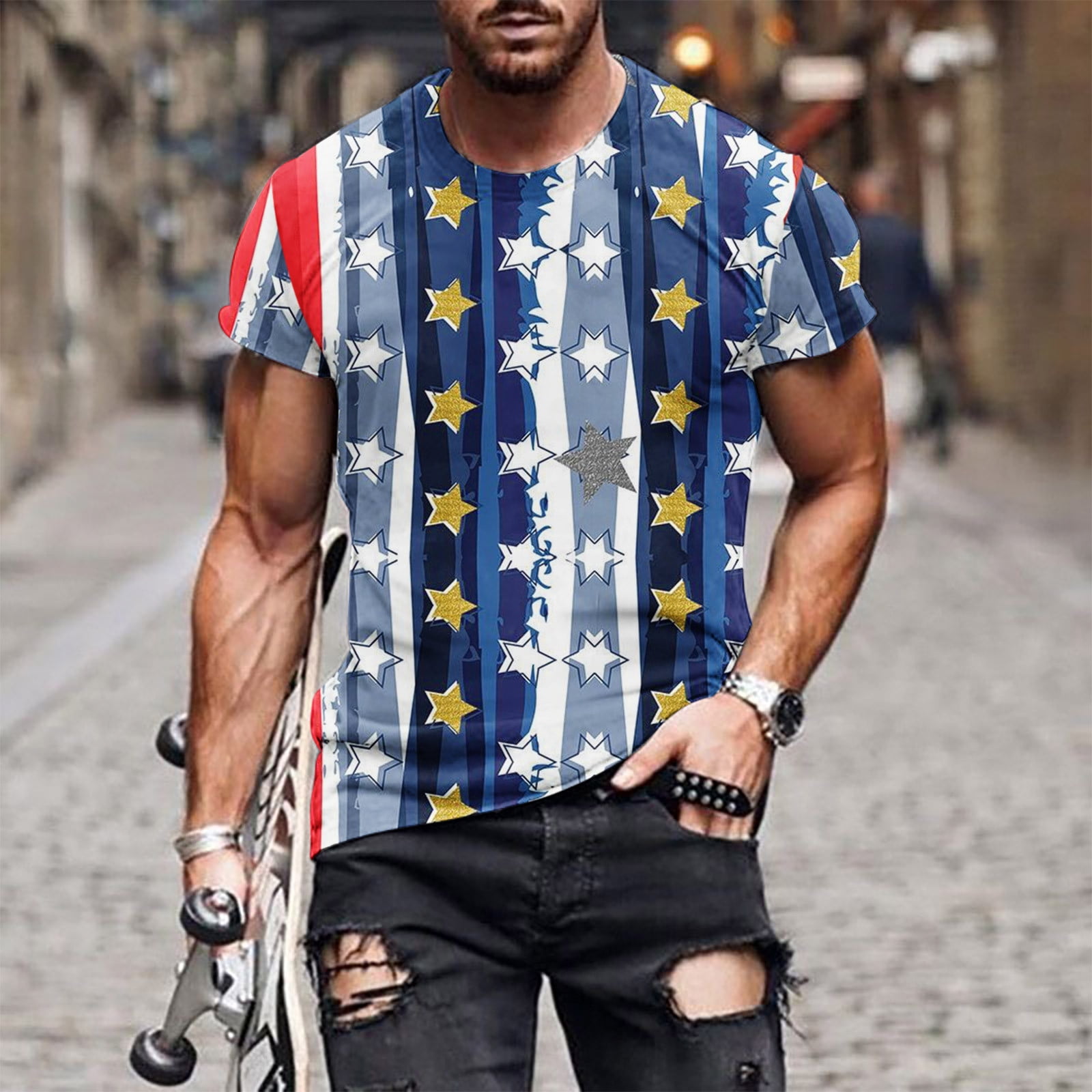 jovati T Shirts for Men Fashion New Fashion Casual Mens T Shirt Print Sports T Shirt Sleeve Round Neck Blouses Into the Am T Shirts for Men Make