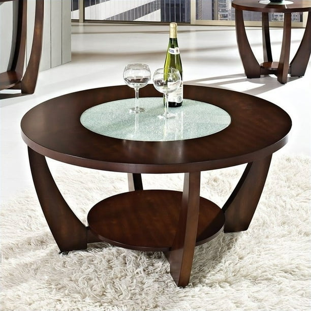 Rafael Wooden Cocktail Table In Cherry, Coffee Table Cherry Wood Round