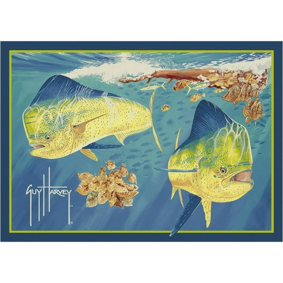 Milliken Blue Nautical Underwater Fins Area Rug Dorado - Aprx 3' 10" x 5' 4"
